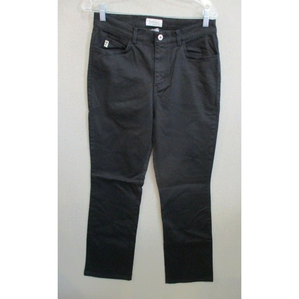 Guess Jeans Size 30 Black Stretch Denim Slight Boot Leg Made in USA High Waist